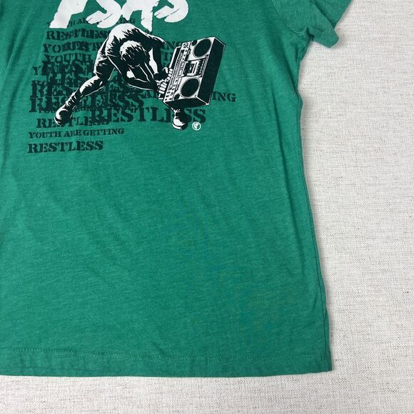 VTG Famous Stars and Straps FSAS Graphic T-shirt Girl's Large Green Crew Cotton - Picture 4 of 11
